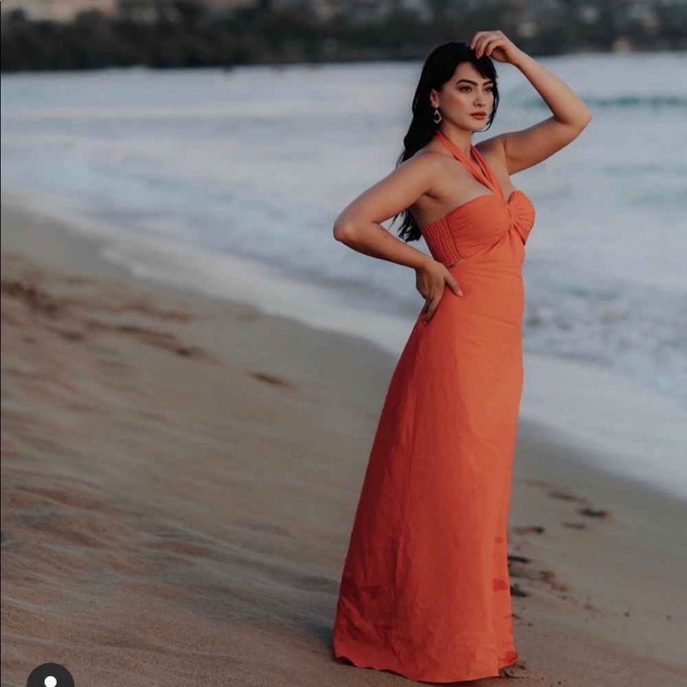 RONNY KOBO SONNET LINEN-BLEND MAXI DRESS